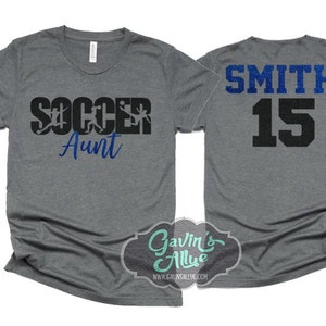 Glitzer Fußball Tante Shirt | Fußball-Shirt | Bella Canvas Kurzarm T-Shirt | Passen Sie Ihr Team & Ihre Farben an