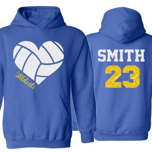 Glitter Volleyball Heart Hoodie Volleyball Hoodies Etsy