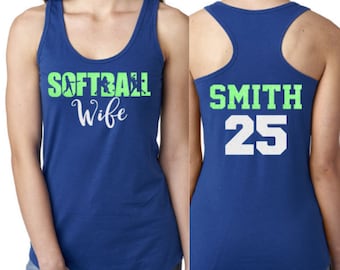 Glitter Softball Wife Tank Tops | Softball Tank Top | Softball Shirts | Racer back Tank | Softball Tank
