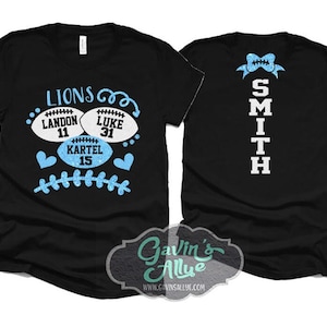 Glitter Football Shirt | Football Mom Shirts |Three Player Football Spirit Wear | Bella Canvas T Shirt | Customize