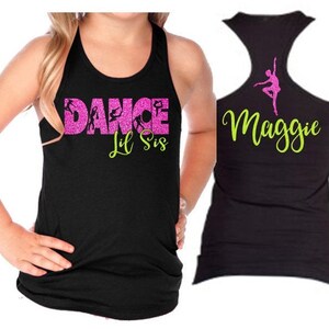 Glitter Dance Lil Sis Tank Top | Dance Sister Racerback tank | Dance Bling | Customize Youth or Adult