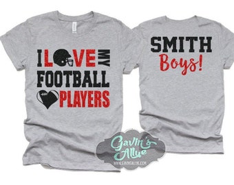 Glitter Football Shirt | I Love My Football Players Shirt | Football Mom Shirts  Bella Canvas T Shirt  | Football Bling | Customize