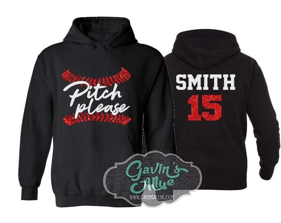 Discover Glitter Pitch Please Baseball Hoodie