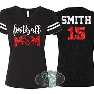 Glitter Football Mom Shirt | Football Shirt |  Football Mom Shirts  | V Neck Short Sleeve Shirt | Football Bling | Customize Football Shirt