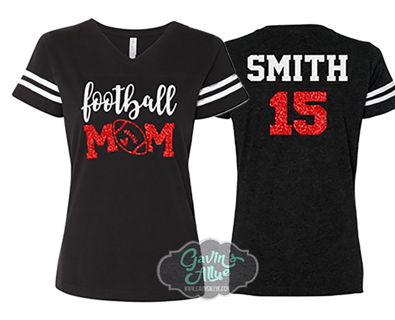 Glitter Football Mom Shirt | Football Shirt |  Football Mom Shirts  | V Neck Short Sleeve Shirt | Football Bling | Customize Football Shirt