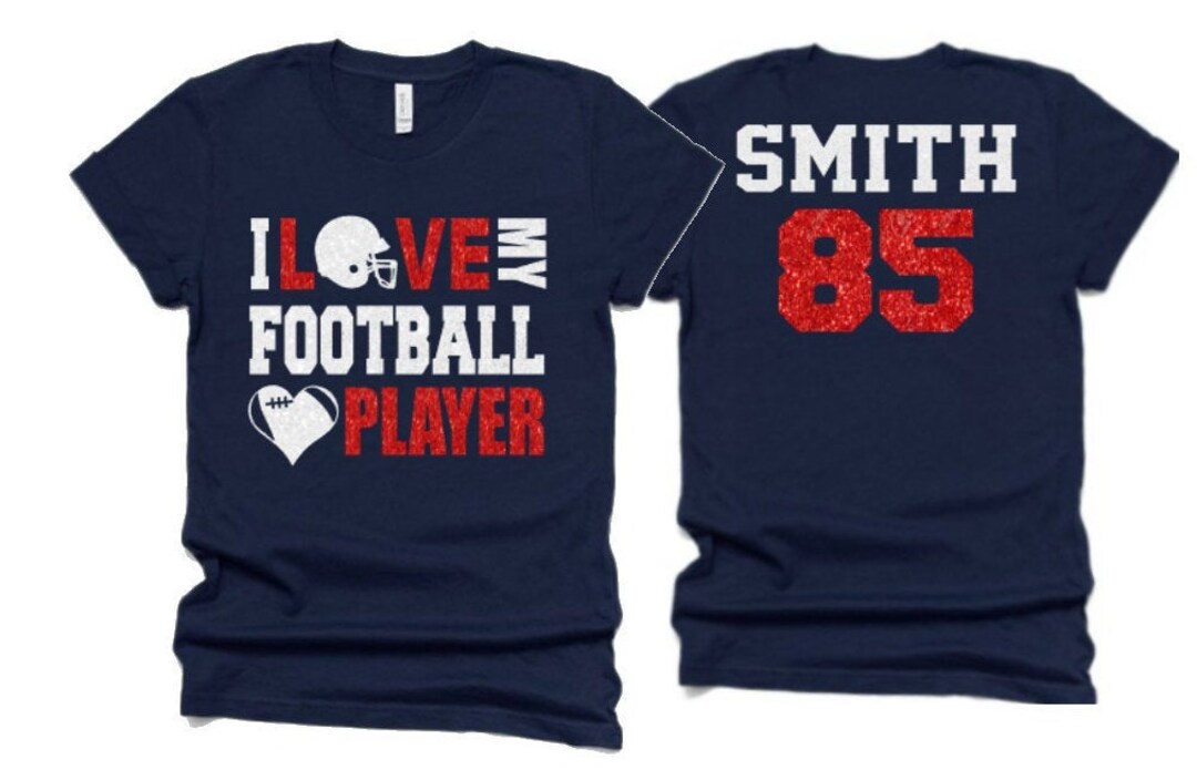 Glitter Football Shirt I Love My Football Player Shirt Football Mom