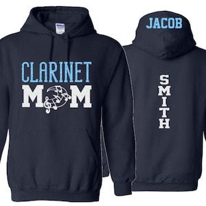 Glitter Clarinet Mom Hoodie | Band Hoodie | Band Shirts | Customize with your Colors