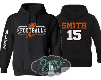 Sudadera con capucha de fútbol con purpurina para mamás / Sudadera con capucha de fútbol / Mamá de fútbol / Ropa con espíritu futbolístico / Colores personalizables