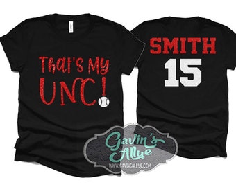 Glitter Baseball Shirt | That&#39;s My Unc | Baseball Shirts | Short Sleeve Baseball or Softball Shirt | Youth or Adult