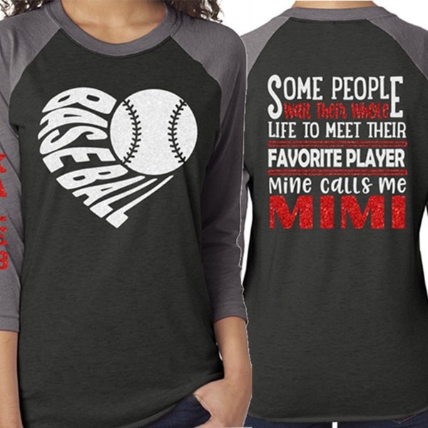 Maglietta da baseball con glitter / Maglietta da baseball con cuore / Alcune persone aspettano tutta la vita per incontrare il loro giocatore preferito. Il mio mi chiama