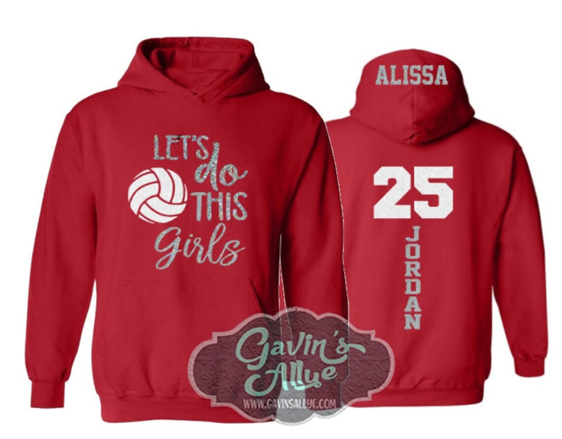 Glitter Volleyball Hoodie Let's Do This Girls Volleyball Etsy