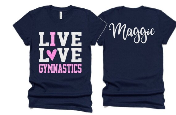 Glitter Live Love Gymnastics Shirt | I Love Gymnastics Mom Shirt | Bella Canvas Tshirt | Customize Colors | Youth or Adult