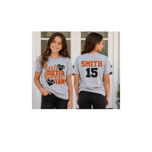 Glitter Football Sister Shirt | Little Sister Biggest Fan | Football Sister Shirts | Football Spirit Wear | Bella Canvas | Football Bling