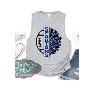 Glitter Football & Cheer Mom Tank Top | Cheer Muscle Tank Top | Cheer Bling | Personalized Cheer