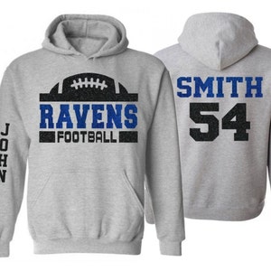 Glitter Football Hoodie | Customize Team & Colors | Football Spirit Wear | Custom Football Hoodie | Adult or Youth Sizes