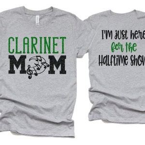 Glitter Clarinet Mom T-shirt | Band Shirts | Short Sleeve Tshirt | Bella Canvas Tshirt | Customize with your Colors