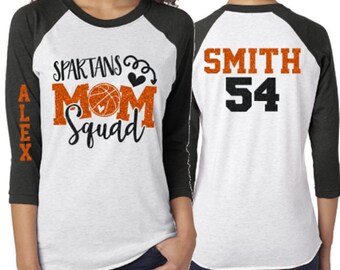 Glitter Basketball Mom Shirt | Basketball Bling | Basketball Spirit Wear |3/4 Sleeve Raglan |  Customize Team & Colors
