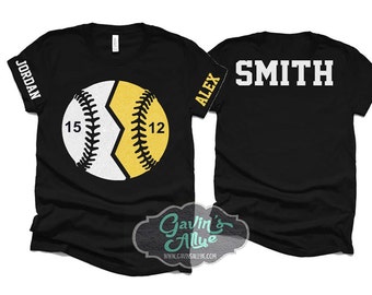 Glitter Baseball and Softball Shirts | Two Player Shirts | Baseball & Softball Shirt