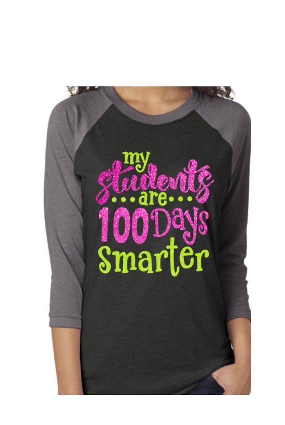 Glitter 100th Day of School Teacher 3/4 Sleeve Shirt My | Etsy