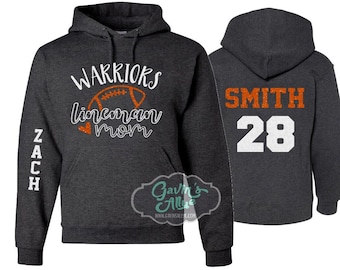 Sudadera con capucha Glitter Lineman Mom / Sudaderas con capucha de fútbol americano / Sudaderas con capucha para mamás de fútbol americano / Mamá de fútbol americano / Personaliza los colores