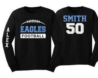 Glitter Football Shirt |  Football Shirts | Long Sleeve Shirt | Football Bling | Football Spirit Wear | Customize Team and Colors