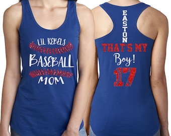 Glitter Baseball Laces Mom Tank | Stitch That's My Boy | Baseball Tank Top | Customize Team & Colors