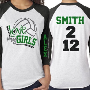 Glitter Volleyball Shirt | Love My Girls | Volleyball Mom Shirt  | Two Names Two Numbers