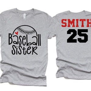 Glitter Baseball Sister | Baseball Shirt | Baseball Shirts | Custom Baseball Mom Shirts | Customize Colors