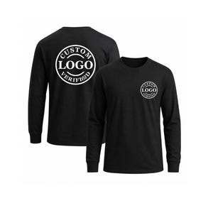May include: Two black long-sleeved shirts. One has a white circular logo on the back with the text "CUSTOM LOGO VERIFIED". The other shirt has the same logo on the front left chest.