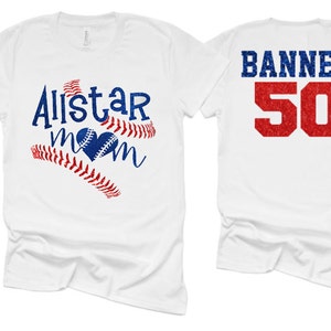 Glitter Baseball All Star Mom Shirt | Baseball Shirt | Bella Canvas Tshirt | Baseball Spiritwear | Customize Your Colors