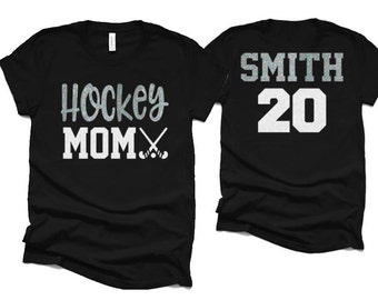 Glitter Hockey Mom shirt | Glitter Field Hockey Shirt | Hockey Bling | Bella Canvas Tshirt | Hockey Spirit Wear