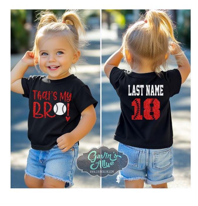 Glitter Baseball That's My Bro! Shirts | Custom Baseball Sister Shirt | Personalized Sister Shirt | Baseball Shirt | Youth or Adult