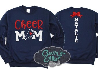 Glitter Cheer Crewneck Sweatshirt | Glitter Cheer Mom Sweatshirt | Cheer Spirit wear | Customize with your Team & Colors