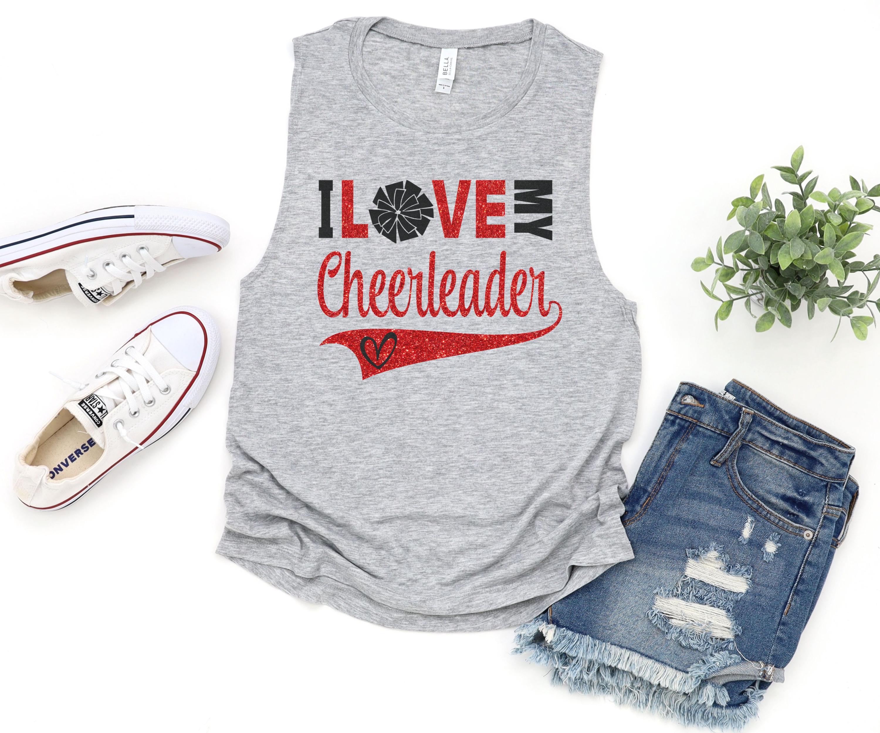 Glitter Cheer Mom Tank Top | Cheer Muscle Tank Top | Cheer Bling ...