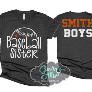 Glitter Baseball Sister | Baseball Shirt | Baseball Shirts | Custom Baseball Mom Shirts | Customize Colors