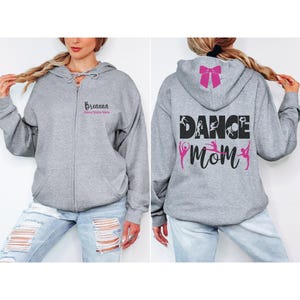 Sudadera con capucha y cremallera personalizada con purpurina para mamá bailarina / Sudadera con capucha de baile / Regalo de baile / Sudadera con capucha de baile personalizada / Colores personalizables