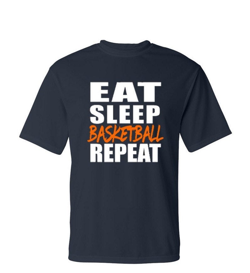 Eat Sleep Basketball Repeat | Basketball Spirit Wear | Performance T-shirt |Customize Colors | Adult or Youth
