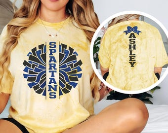Glitzer benutzerdefinierte jubeln shirt | Geschenk für Cheerleader | Cheerleader Shirt | Cheer Mom Shirt | Wohlfühlfarbe TieDye | Personalisierte Jubeln Shirt