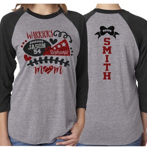 Glitter Cheer & Football Shirt | 3/4 Sleeve Raglan | Cheer and Football Mom Shirt | Customize Team and Colors