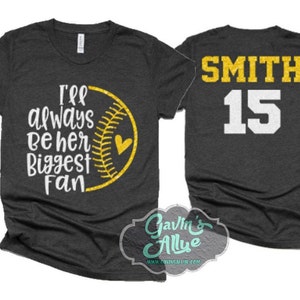 Glitter Softball Shirt | Biggest fan Shirt | Softball Shirts | Custom Softball Mom Shirts | Customize Colors