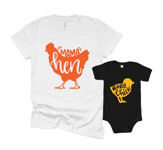 Mama Hen shirt | Baby Chick shirt | matching mom and baby shirts | mom gift | baby shower gift | mama and me shirts