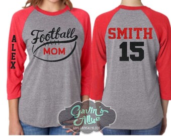 Glitter Football Mom Life | Football Mom Shirt | Football Shirts | Football Mom Shirts | 3/4 Sleeve Raglan | Customize Colors