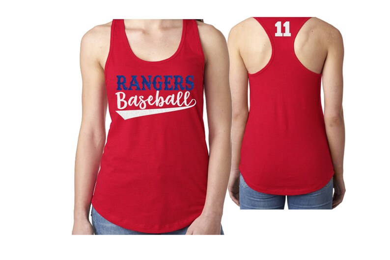 Glitter Baseball Tank Top Baseball Mom Tank Top Racerback Tank Baseball Tank Customize Your Team & Colors image 2