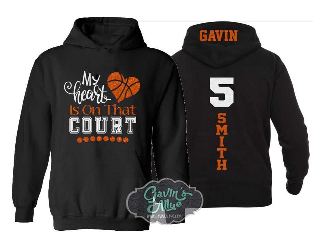 Glitter Basketball Hoodie My Heart is on That Court Customize With Your ...