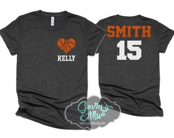 Glitter Basketball Heart Shirt | Basketball Tshirts | Basketball Mom Shirts | Basketball Bling| Bella Canvas Tshirt