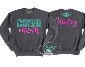 Glitter Cheer Crewneck Sweatshirt | Glitter Cheer Mom Sweatshirt | Cheer Spirit wear | Customize with your Team & Colors