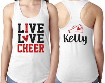 I Love Cheer Tank Top | Glitter Live Love Cheer Tank Top |  Youth or Adult