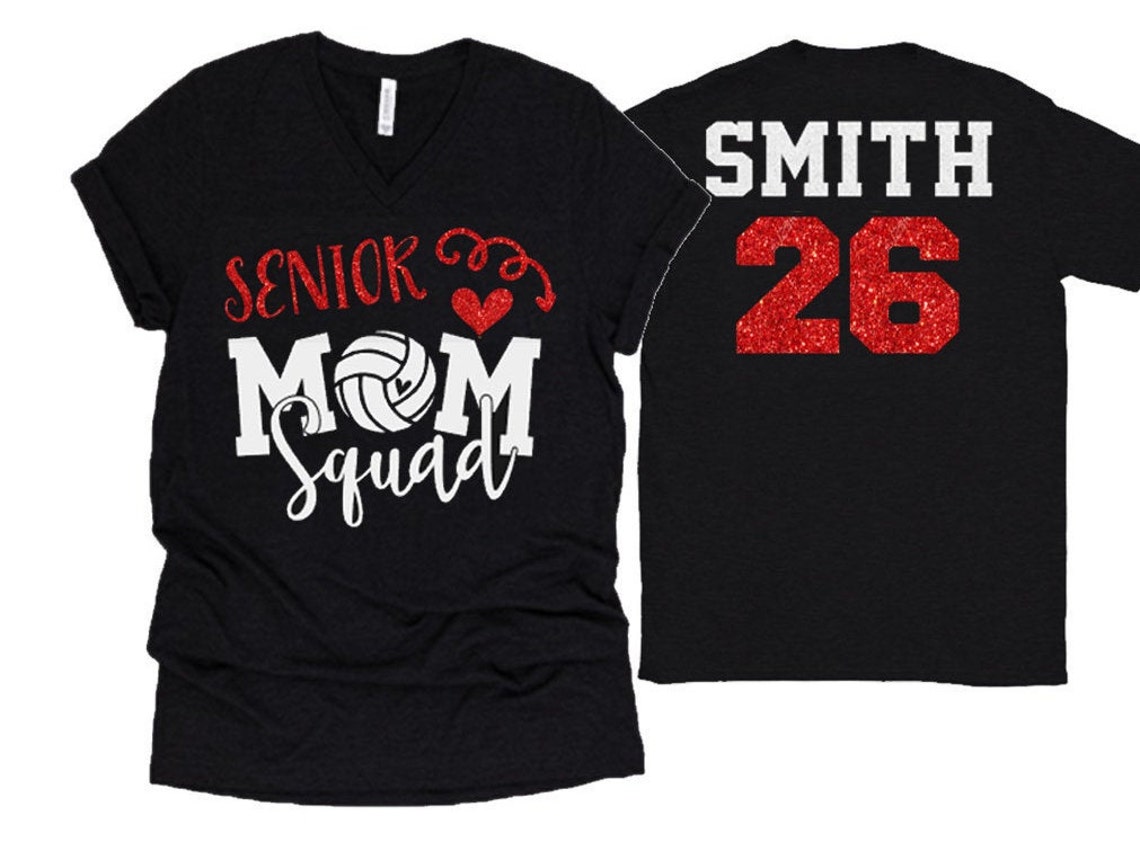 Glitter Volleyball Senior Mom Squad Vneck Shirt Volleyball Etsy