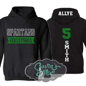 Glitter Volleyball Hoodie | Volleyball Hoodies | Volleyball Shirts | Volleyball Mom Hoodies | Customize Team & Colors | Adult or Youth