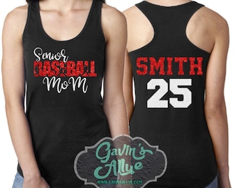 Glitter Baseball Tank Tops | Senior Baseball Mom Tank Top | Baseball Shirts | Racer back Tank | Softball Tank